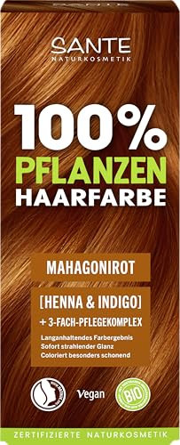 SANTE Naturkosmetik Pflanzenhaarfarbe - Mahagonirot - 100g - natürliche Coloration mit Bio-Henna & Indigo - Haarfarbe ohne Ammoniak & Peroxide - vegan & dermatologisch getestet
