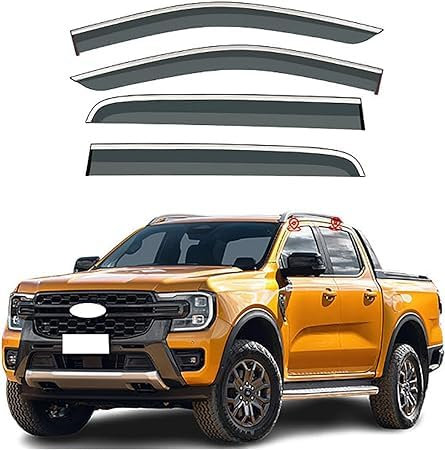 KNHCX Auto Windabweiser für Ford Ranger Raptor T6 2023+,Hochwertiges Acryl Windabweisern Regenabweiser Vorne Hinten Autofenster Visier Tür Rauchabweiser Langlebig & Robust Wachen Abdeckung Zubehör