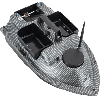 SICHENSH Fjärrstyrd foderbåt 2 kg lastning fiskebete båt fjärrstyrd båt med GPS fiskebetesbåt foderbåt fiske 10 000 rpm dubbel 390 motorer (grå)