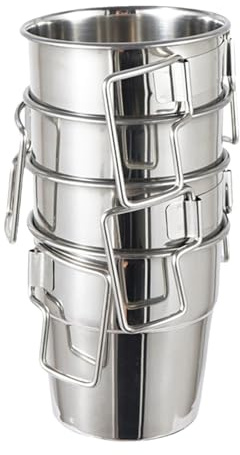 Lot de 4 tasses de randonnée de 300 ml en métal avec poignée pliable pour la maison