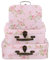Cabilock 3Pcs Floral Print Cardboard Suitcase Storage Box with Handle Decorative Luggage Boxes for Shower Birthday Wedding and Organizing