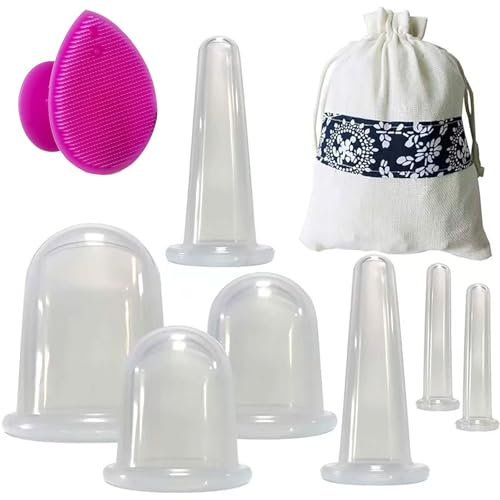 Juego de 8 ventosas de silicona. Utilizadas para ventosas anticelulíticas, ventosas para el cuidado corporal, ventosas faciales, ventosas oculares, se pueden utilizar para la desintoxicación linfática