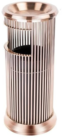 Cubo de Basura para Exteriores Cubo de Basura Comercial para Exteriores Cubo de Basura cilíndrico, Cubo de Basura Vertical de Acero Inoxidable con Bandeja de cenicero Superior, Contenedor de