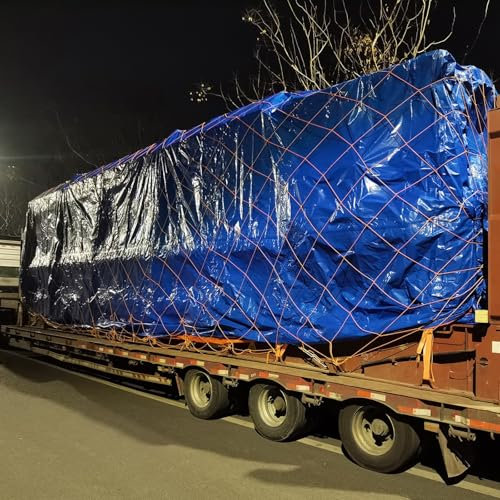 Anhängernetz Ladungssicherungsnetz Gepäcknetz Großes Ladungsbefestigungsnetz Für Anhänger, LKW, Transporter, 15/25 Cm Isolationsnetz Gegen Herunterfallen Des Gepäcks, Orange, Für Container/Boot/Baumha