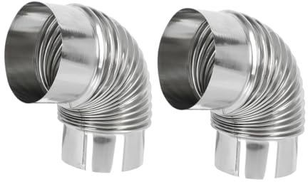 Mikikit 2piezas Tubo De Escape De Acero Inoxidable Kit De Codo Para Estufa De Leña Tubo Para Chimenea Para Uso Doméstico Ventilación De Construcción Robusta