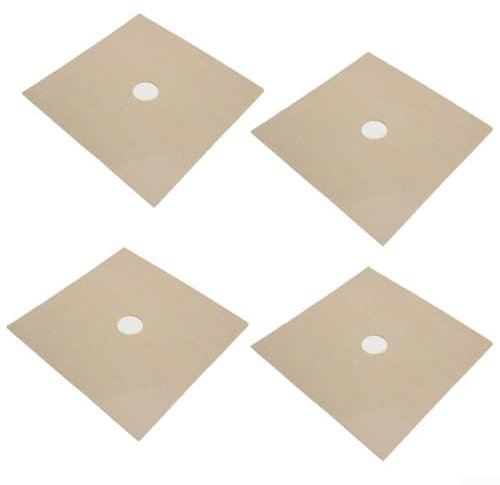 Set di 4 protezioni per fornelli a gas, non riutilizzabili, per mantenere la pulizia durante la cottura (4 pezzi, beige)