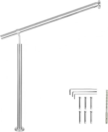 V2A Edelstahl Eingangsgeländer für Treppen Brüstung - Innen und Außen Handlauf Geländer Treppengeländer Edelstahl Wandhandlauf (120cm)