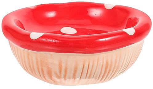 TOGEVAL Hamster Ceramic Food Bowl Small Animal Dish Anti-tip Red Mushroom Shape Pet Feeding Bowl for Hamsters Gerbils Chinchillas and Rabbits Cage Accessories