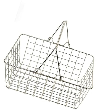 DimyFew Panier de Courses Corbeille en Fer Panier à Poignée Organisateur de Placard Panier D'Aliments Structure Métallique Adapté pour Salle de Bain
