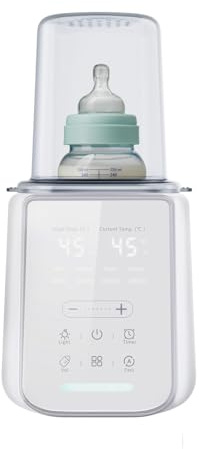 8-in-1 Babyflaschenwärmer mit Nachtlicht, Muttermilch-Erwärmer mit Präziser Temperaturanzeige & Digitalem Touchscreen, Schnellaufheizung & Dampfsterilisation (Perlweiß​​)
