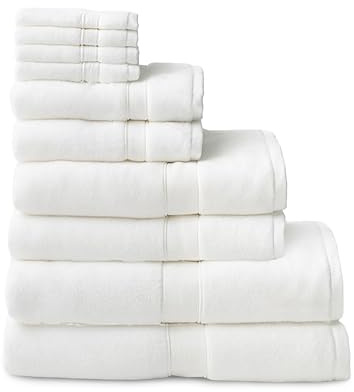 Cozy Earth Complete Luxe Bath Bundle - 60% Cotton 40% Viscose from Bamboo - Quick Dry & Plush Cotton Bath Towel Set - 4 Washcloths, 2 Hand Towels, 2 Bath Towels, 2 Bath Sheets - White