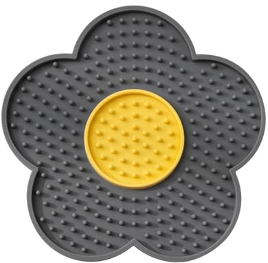 Tappetino leccare per cani e gatti, 15 cm, tappetino da leccare, antiscivolo, tappetino in silicone a fiori per toelettatura, taglio delle unghie, bagno, solco