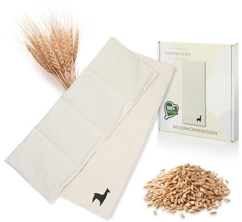 Nordstern Wheat Grain Pillow 20 x 53 cm - Microwave-safe Heat Cushion Against Tension as a Gift for Men and Women with 100% Cotton Cover