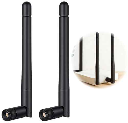 2PCS WiFi Antenna, RP-SMA Dual Band 2.4GHz 5.8GHz 3dBi Omni-Directional Aerial, High Gain Wireless Antenna for Router, Network Card, USB Adapter, Video Surveillance, Bluetooth, Drone
