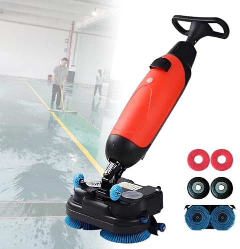 Lavasciuga Pavimenti Professionale da 17, Pulitrice Elettrica Leggera, Copertura 10.764 piedi²/h, Testa Rotante a 360°, Doppio Serbatoio da 4,5L + 7,5L, per Piastrelle e Pavimenti Sigillati. Red