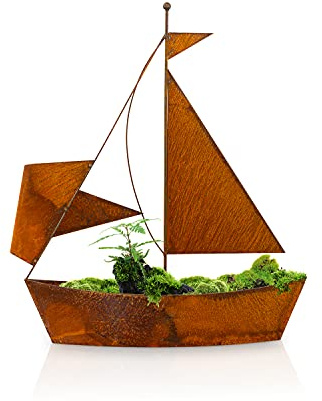Blümelhuber Gartendeko Rostoptik Segelschiff - Rost Deko für Garten zum Bepflanzen - Maritime Edelrost Gartendeko