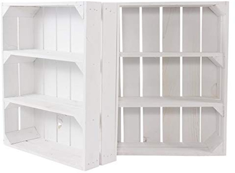 Moooble 2er neues Shabby chic Gewürzregal 50cm x 40cm x 16cm Küchenregal Ablage Regal Holzregal Obstkiste Apfelkiste Weinkiste Wandregal weiß/Weiss klassisch Vintage-Möbel Natur