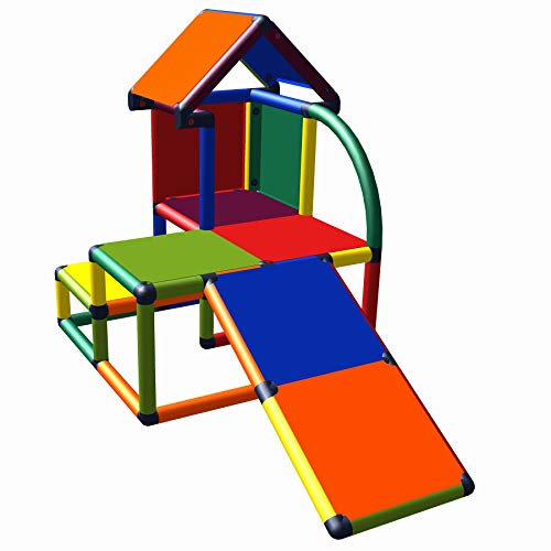 Move and stic Mila Spielhaus mit Kleinkindrutsche für Kinderzimmer oder Spielzimmer genauso geeignet wie im Garten Multicolor