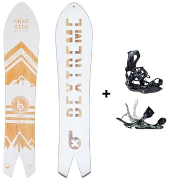 Tabla Snowboard Freeride BeXtreme Dust 156cm con Fijaciones SP Private. Snow direccional Twin Wide para Powder y Pista Hombre Mujer (con Fijaciones SP 39-42 EU)