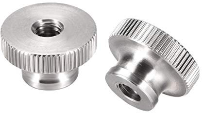 sourcing map écrous Moleté M6 Rond Boutons avec Collier 304 Inox Acier - 2 Pcs