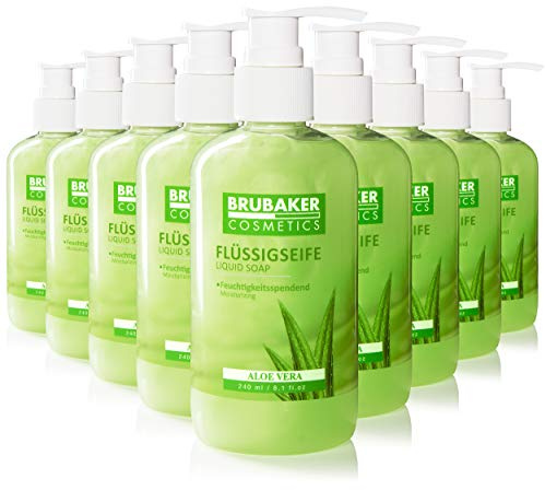 BRUBAKER Cosmetics - Savon Liquide - Aloe Vera - Pour des Mains Hygiéniquement Propres - Formule Extra Douce et Hydrate - (Lot de 10 x 240 ml)