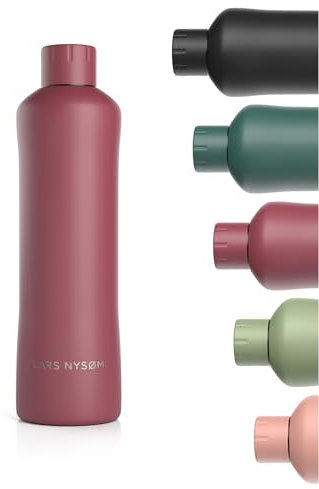 LARS NYSØM Trinkflasche Edelstahl 1000ml | Isolierflasche 1 Liter | Auslaufsichere Wasserflasche für Sport, Fahrrad, Hund, Kinder | Thermosflasche (Berry Red, 1000ml)
