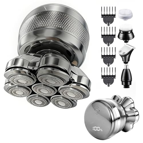 Afeitadora 7D para hombres maquina de afeitar - Afeitadora para cabeza calva, húmeda y seca Afeitadoras para barba con pantalla LED Afeitadoras eléctricas recargables para hombres