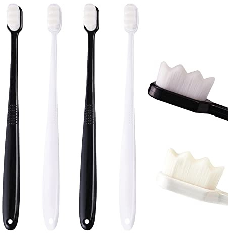 GWAWG 4 Pièces Brosse à Dents Manuelle Souple Micro Nano Brosse à Dents à Poils Extra Doux avec 20,000 Poils pour Gencives Fragiles Enfants Adultes