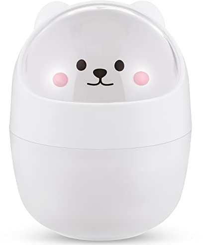 Veemoon Mini Trash can Desktop Trash can 6.29X4.91X4.91inch White