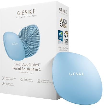 GESKE | SmartAppGuided™ Facial Brush 4 in 1 | Gesichtsreinigungsbürste | Weiche Bürste aus Silikon | professionelle Gesichtsreinigung | Gesichtsreinigungsgerät | Hautreinigung