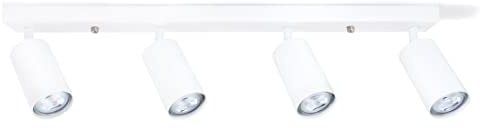 KOLORENO Anbauleuchte Kivi - Aufbauleuchte Wand und Decke - Aufbaustrahler GU10 - Aufbauleuchte Strahler Lampe x4 - Deckenstrahler Aluminium - Weiß, 600 x50 x 25 mm