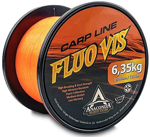Saenger Unisex – Erwachsene Anaconda Fluovis Orange Carp Line 1.200m/0,30mm