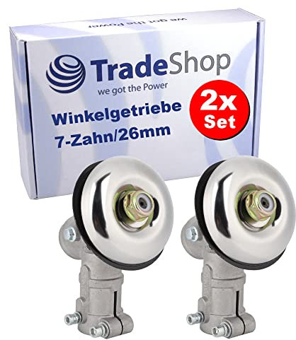 2x Trade-Shop 7-Zahn Getriebekopf/Winkelgetriebe/Trimmerkopf für Motorsense Freischneider Rasentrimmer mit 26mm Rohr / M10 x 1,25 Linksgewinde