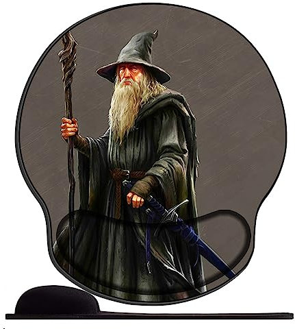 Tapis de Souris Ergonomique - Tapis de Souris Gamer avec Repose Poignet en Gel, avec Repose-Poignet Gaming Mouse Pad pour Ordinateur et Ordinateur Portable Les Anneaux Gandalf Films Fantaisie