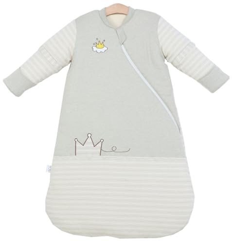 Chilsuessy Babysovsäck vinter med avtagbar långärmad ekologisk bomull babysovsäck små barn året runt halsduk pyjamas för pojkar och flickor, krona/2,5 tog, 90–110 cm