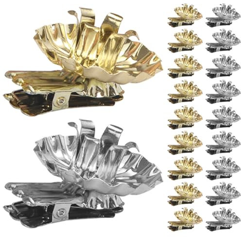 Garneck 20pcs Candle Light Holder Clip Candlestick Holder Clips Christmas Tree Candle Clips Flower Shape Candle Clips Xmas Candlestick Clip Taper Candles Metal Candle Holders Dining Table