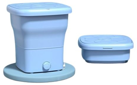 LANAZU Lavatrice Portatile da 25 Litri, Lavatrice Multifunzione Pieghevole con cestello di Scarico, Adatta per Appartamenti, Camper, Campeggio e Viaggi (Blue)