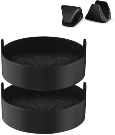 UNBOX Molde de silicona de 19 cm para freidora de aire caliente compatible con Russell Hobbs 4L, Ninja 5,2 L, COSORI 4,7 L, 2 moldes de silicona reutilizables para airfryer, alternativa al papel de
