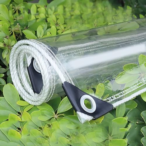 Sh000ad Clear Tarpaulin Water Proof Heavy Duty PVC Transparent Tarpaulin Sheet with Eyelets,0.35mm Plastic Tarp Cover,Tear Resistant for Outdoor Garden,Gazebo,Custom (0.5m x 2m(1.64ft x 6.56ft))