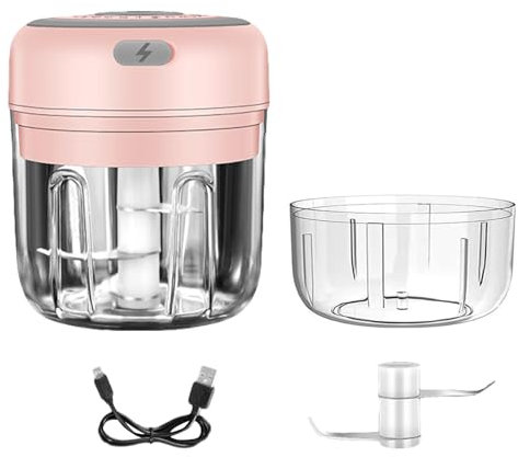 Picadora de cebolla – Procesador de verduras pequeño recargable, trituradora de ajos | Máquina automática de prensado de ajo y picadora de cebolla, cortador eléctrico de verduras y picador para M