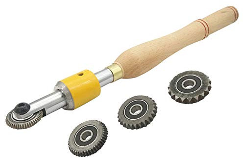 QZHDX Ensemble de Ciseaux à Bois pour Sculpture sur Bois, Outil de Tournage de Texture avec 4 têtes de Rechange, système de texturation et de Spirale pour Filetage, Outils de Travail du Bois