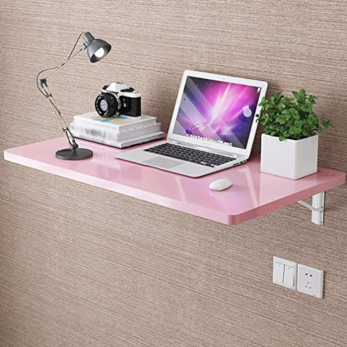 FGDIUCVN An der Wand montierter schwimmender Klapptisch, Computertisch, robuste Werkbank, Nähtisch, Küchen-Esstisch, Stehtische, Kinderschreibtisch, 5 Farben, 14 Größen (Rosa, 80 x 50 cm)