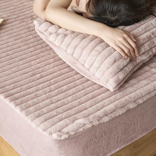 JIANINGHOME Winter Spannbettlaken 180x200,Fleece Spannbettlaken Winter Samt Warm Kuschel Boxspringbett Frottee Bettlaken Biber Spannbetttuch