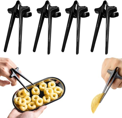 4 unidades de palillos de dedo para jugadores, palillos de dedos libres para aperitivos, palillos de dedo para chips, pinzas para dedos, palillos para comer para jugadores, pinzas de plástico para