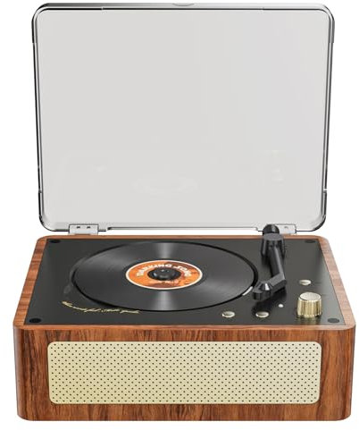 YIWEOG Lettore CD Compatto in Legno Vintage con Altoparlante Stereo Hi-Fi Integrato, Lettore BT Portatile per la casa, Lettore Desktop Ricaricabile con Telecomando