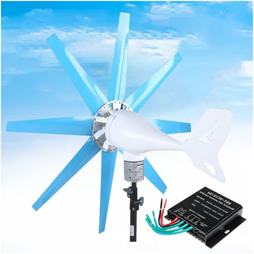 Aerogenerador de Levitación Magnética de 10000W con Controlador, Generador de Viento de 12 V, 24 V y 48 V para Uso Doméstico, Molino de Viento de 8/10 Aspas y Bajas Revoluciones,8 Blades-48V