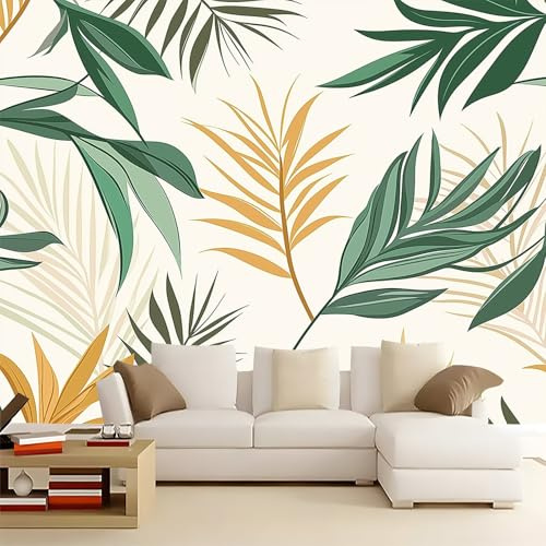 Papel Pintado Vistoso Para Salón o Dormitorio Elegante Tropical Planta Hojas De Palma Papel Pintado 3D, para Muebles Dormitorio Decorativos Papel Pintado 300 x 210 cm Fotomural Papel Pared