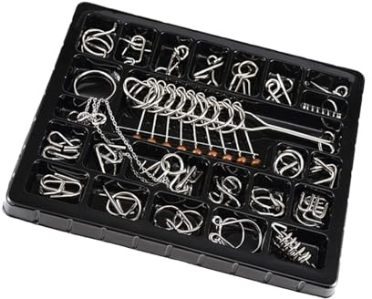 ibasenice Juego De Rompecabezas De Anillos 25 Piezas Puzzle Metal De Inteligencia Rompecabezas Adultos Metal Y Niños Juego Educativo para Mesa Retos De Lógica