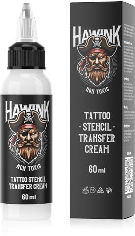 HAWINK Tatuaggi Transfer Cream Gel 2oz(60ml) Professional Stencil Transfer Gel Balsamo per Tatuaggi a Lunga Durata per Adesivi di Trasferimento Macchinetta