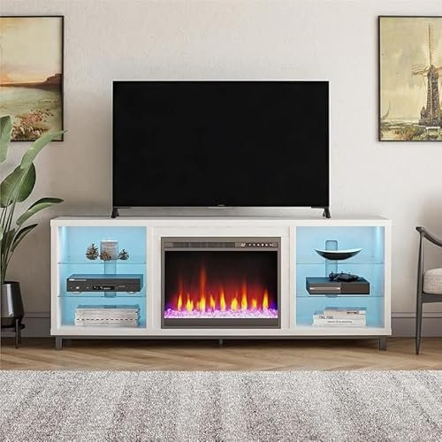 Cenz-888 Meuble TV avec cheminée Meuble TV avec cheminée for la Maison, Meuble TV Blanc de Luxe, Meubles de Salon Cheminée électrique